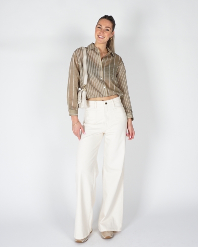 WIDE LEG JEANS SCARLET ECRU