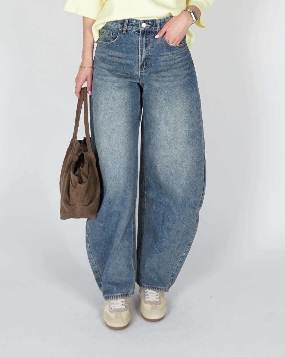 BALLOON JEANS HIGH WAISTED MEDIUM BLAUW
