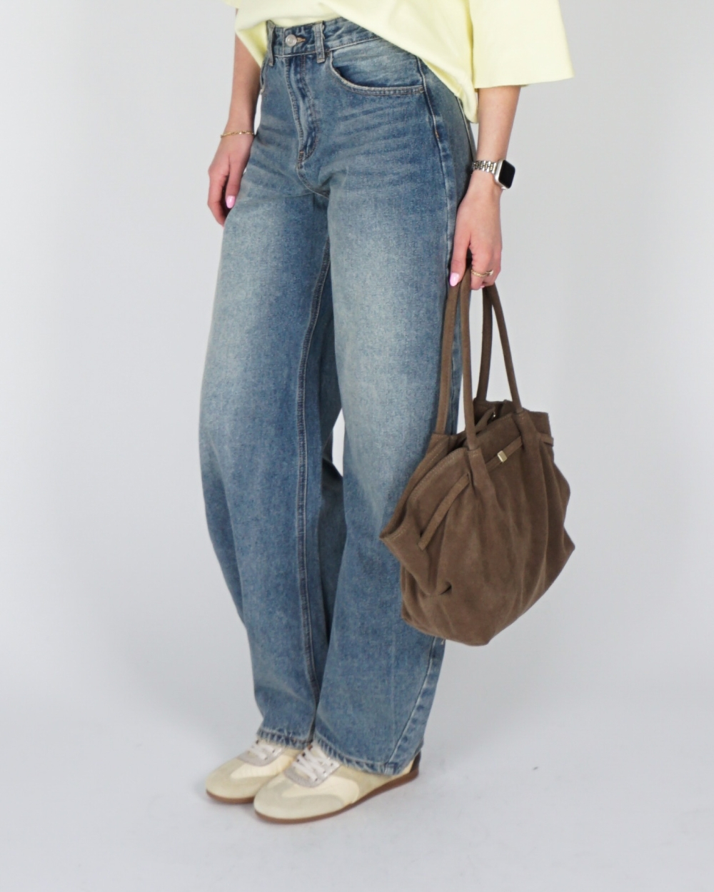 BALLOON JEANS HIGH WAISTED MEDIUM BLAUW