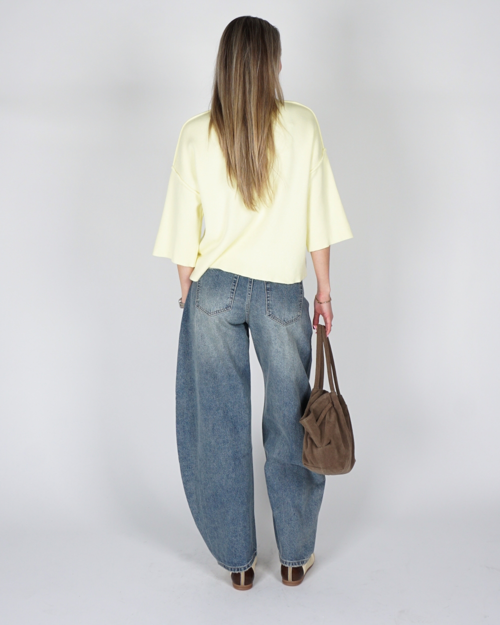 BALLOON JEANS HIGH WAISTED MEDIUM BLAUW