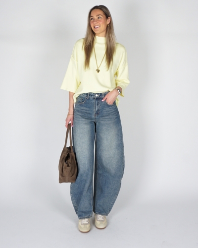BALLOON JEANS HIGH WAISTED MEDIUM BLAUW
