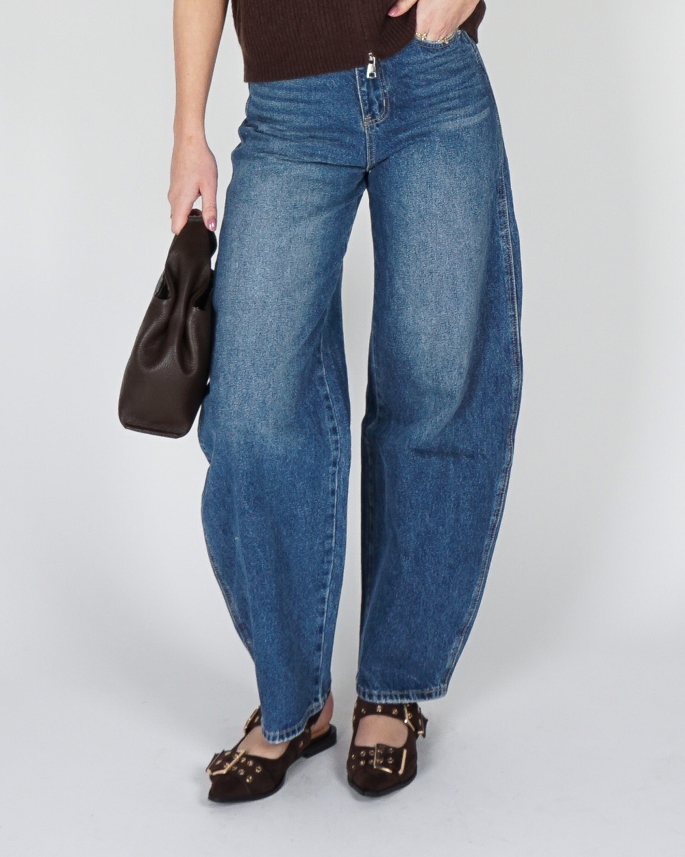 BALLOON JEANS DONKER BLAUW
