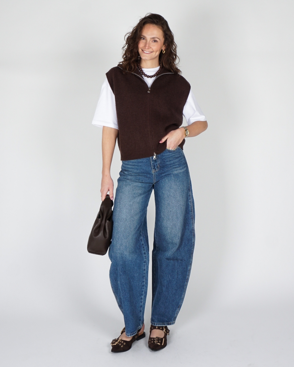 BALLOON JEANS DONKER BLAUW