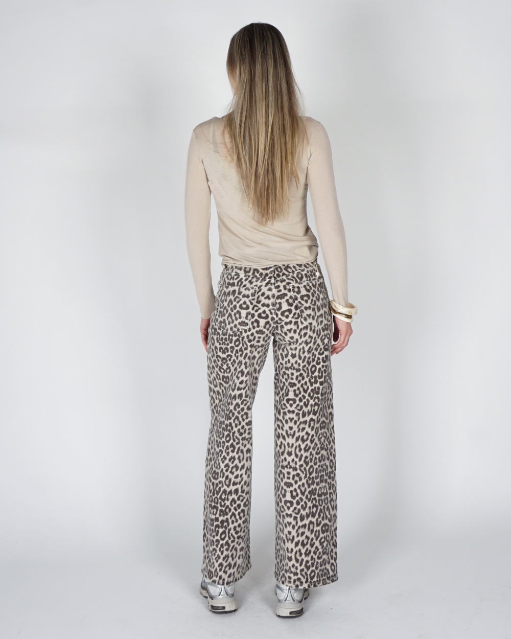 WIDE LEG JEANS LEOPARD ECRU/BRUIN