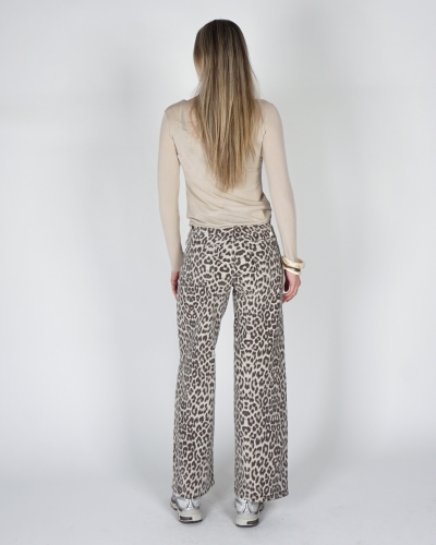 WIDE LEG JEANS LEOPARD ECRU/BRUIN