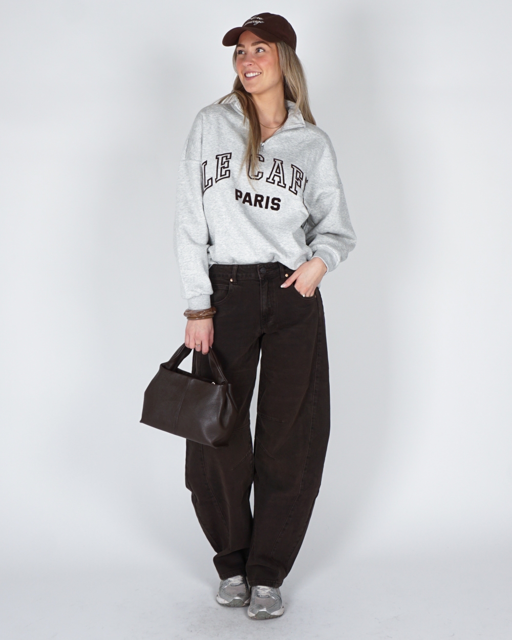 BARREL JEANS ROMY WASHED BROWN