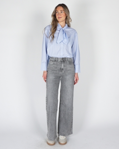 WIDE LEG JEANS MET STUDS GRIJS