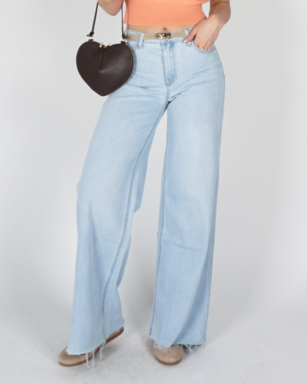 HIGH WAIST WIDE LEG JEANS LICHTBLAUW