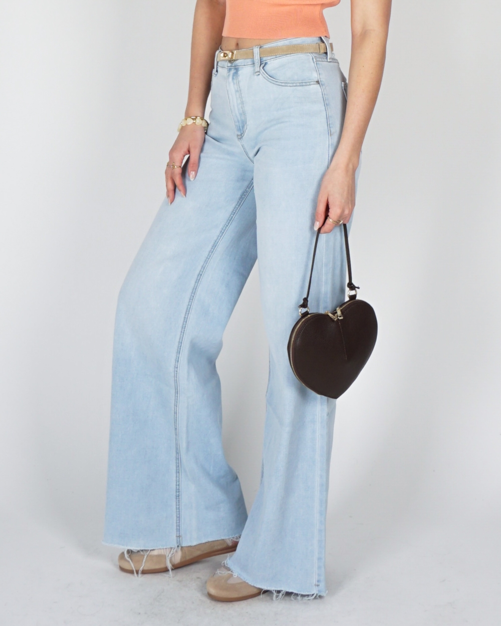 HIGH WAIST WIDE LEG JEANS LICHTBLAUW