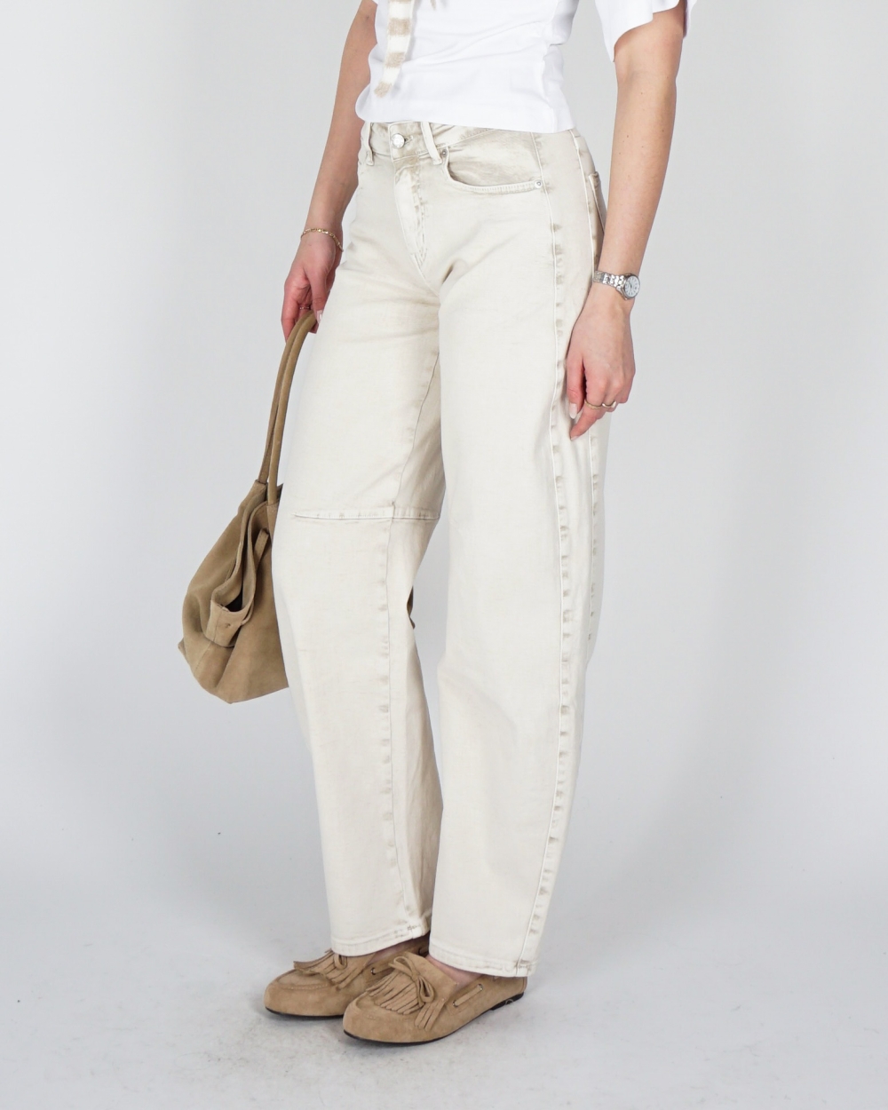 HIGH WAISTED BALLOON MET STRETCH BEIGE