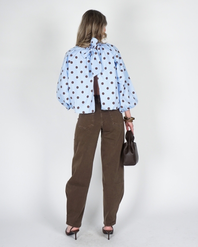 HIGH WAISTED BARREL MET STRETCH BRUIN