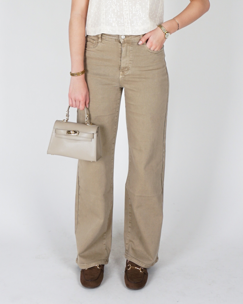 JEANS DAD FIT BEIGE