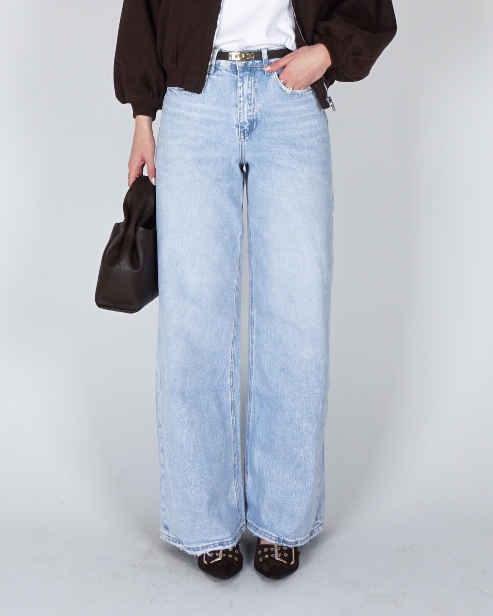 HIGH WAISTED JEANS BAGGY FIT BLAUW