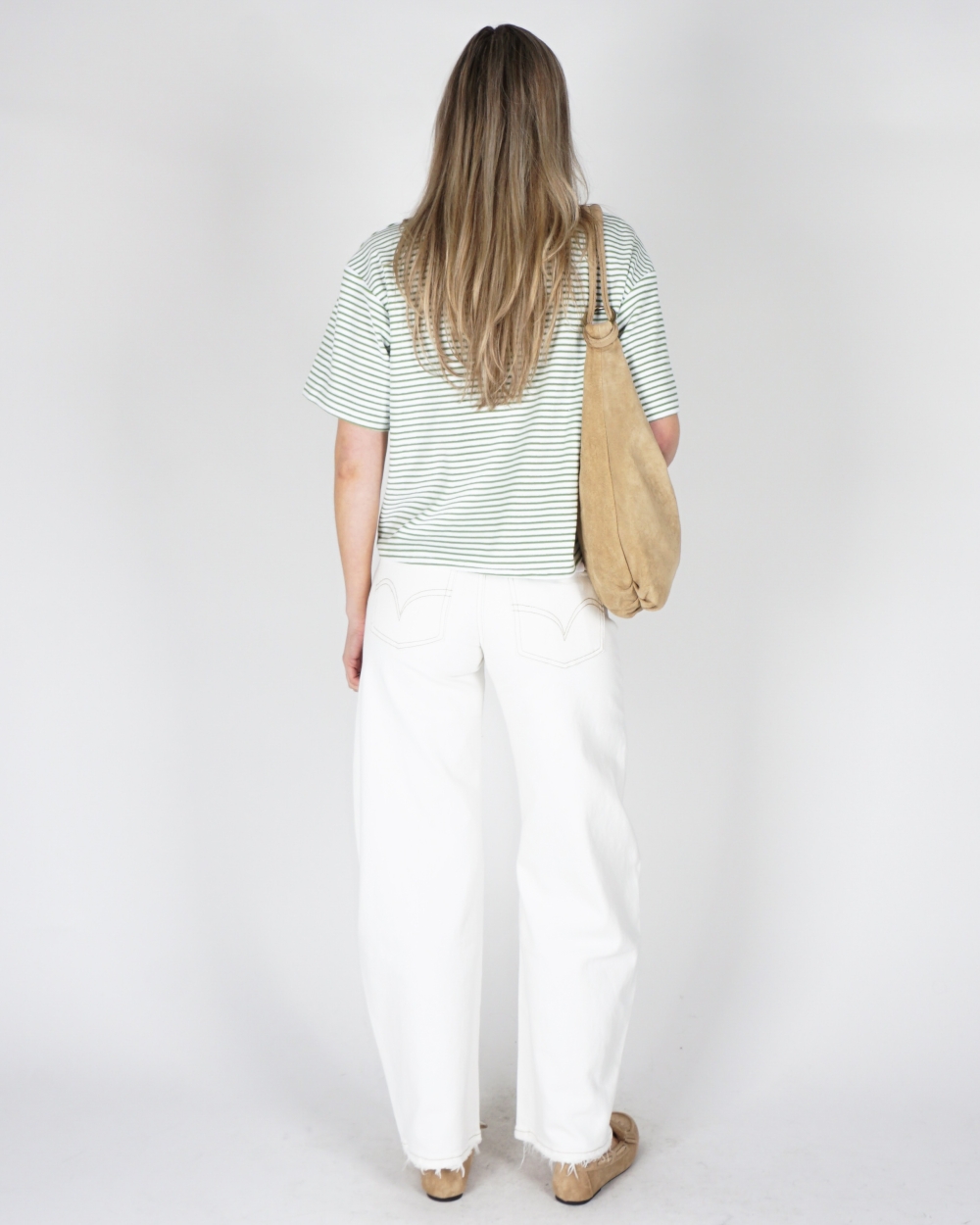 BARREL JEANS MET STIKSELS WIT