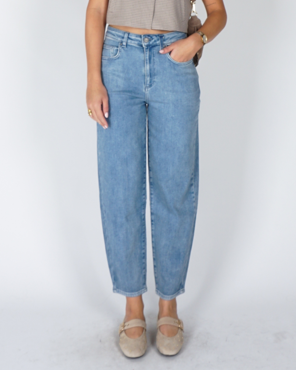 BARREL JEANS MID BLUE