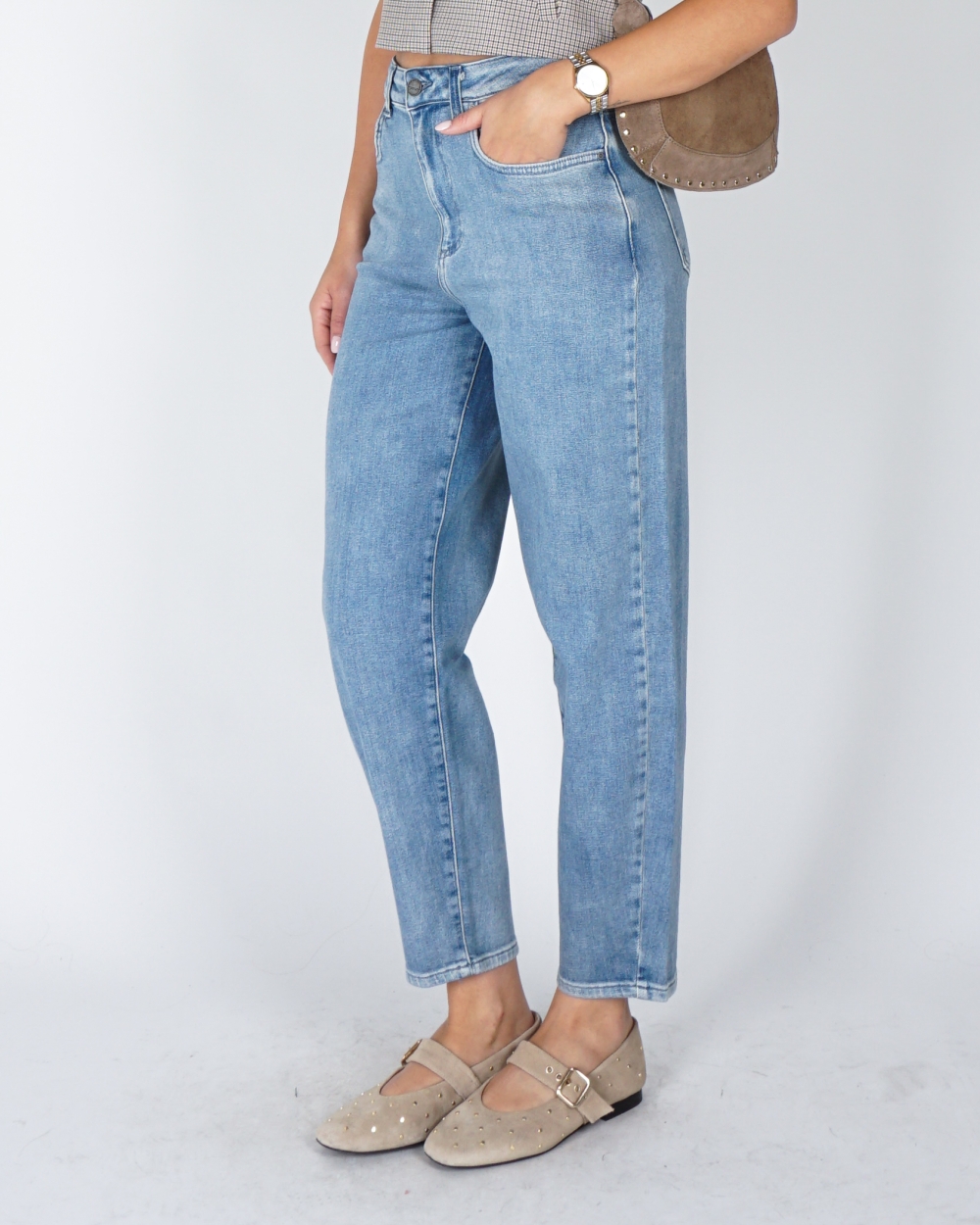 BARREL JEANS MID BLUE