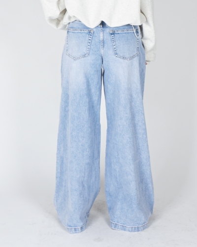 WIDE LEG JEANS MET BIES BLAUW