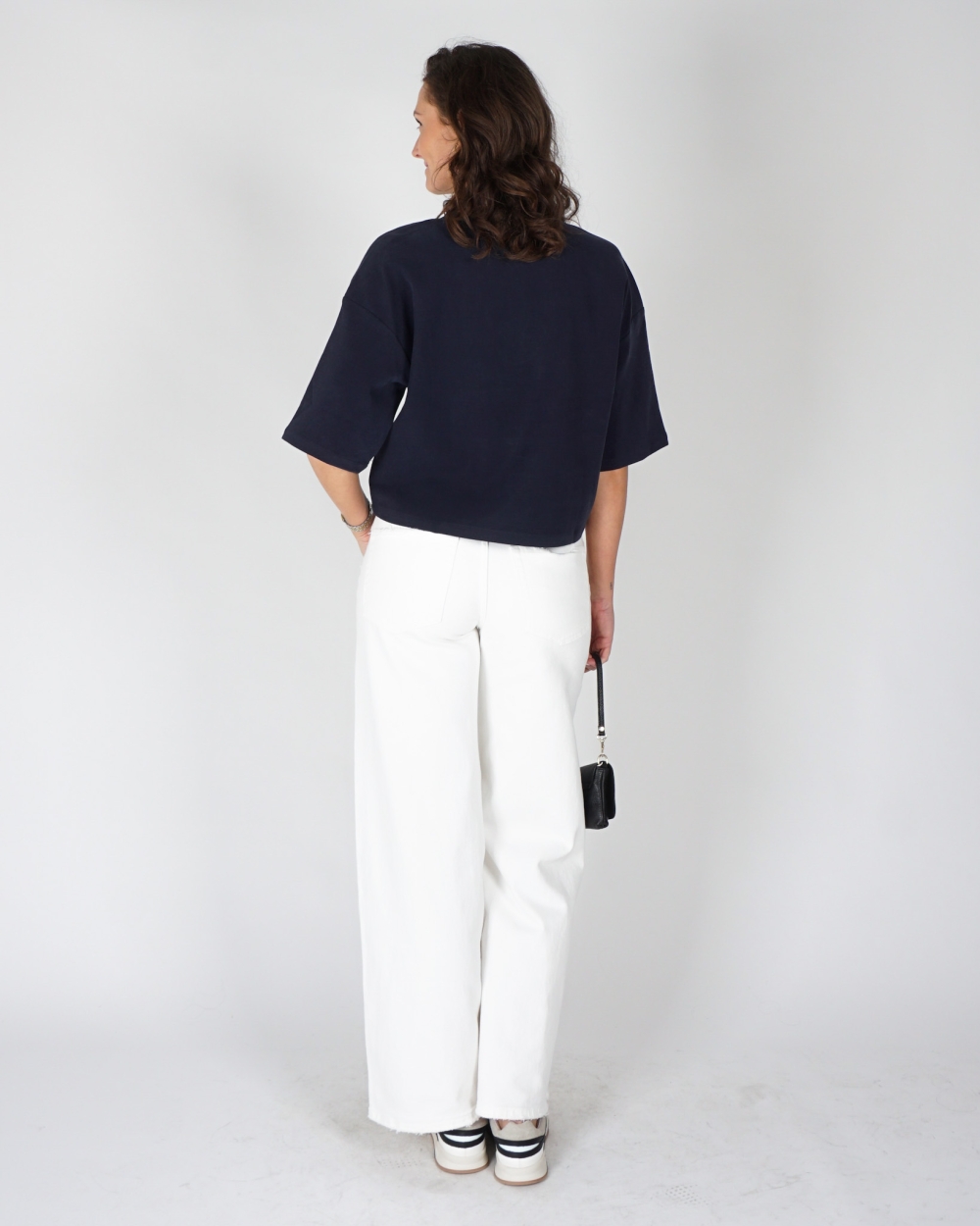 JEANS OMGESLAGEN TAILLE WIT