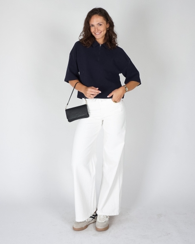 JEANS OMGESLAGEN TAILLE WIT