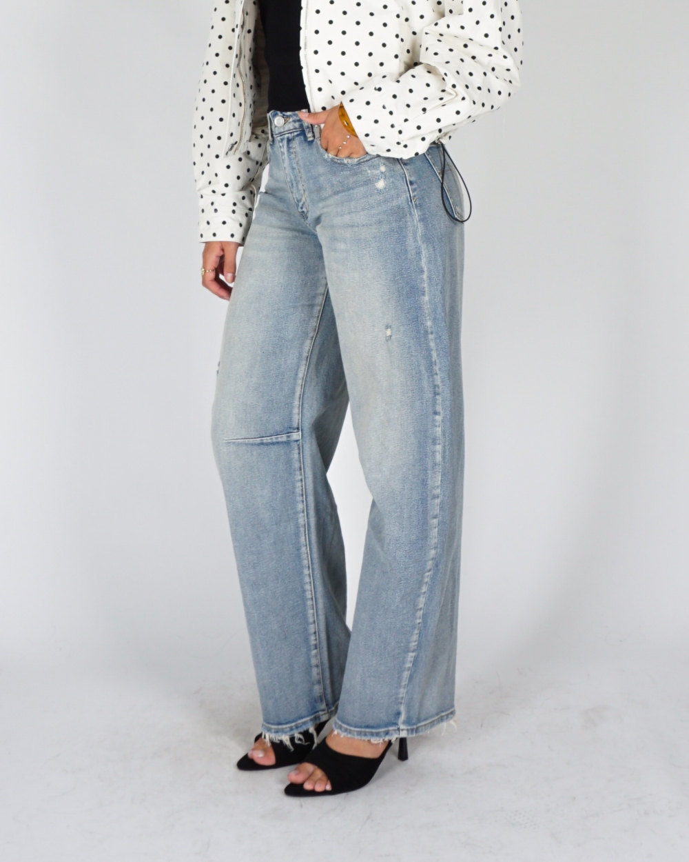 BARREL JEANS MET DESTROYED DETAILS