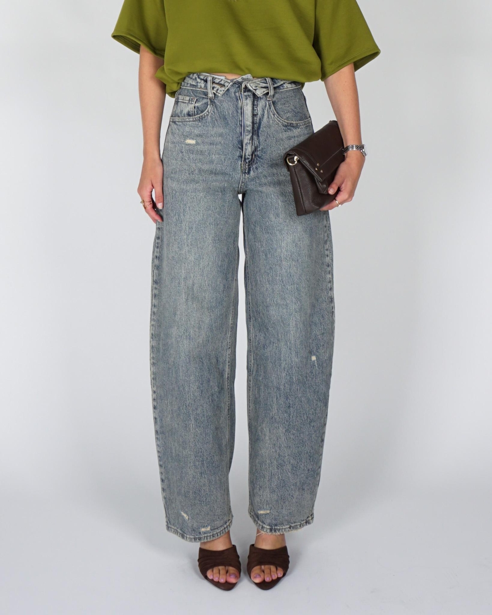 Gossip BALLOON JEANS OMGESLAGEN TAILLE Blauw