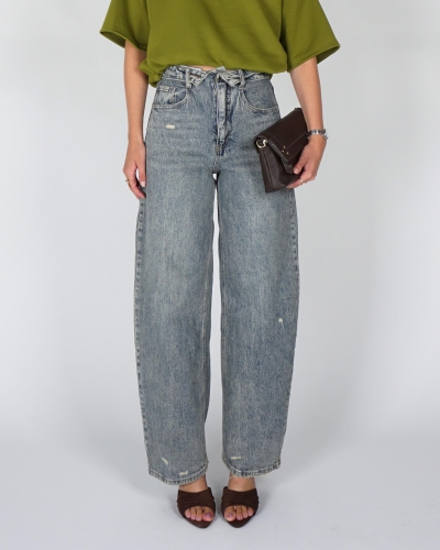 Gossip BALLOON JEANS OMGESLAGEN TAILLE Blauw