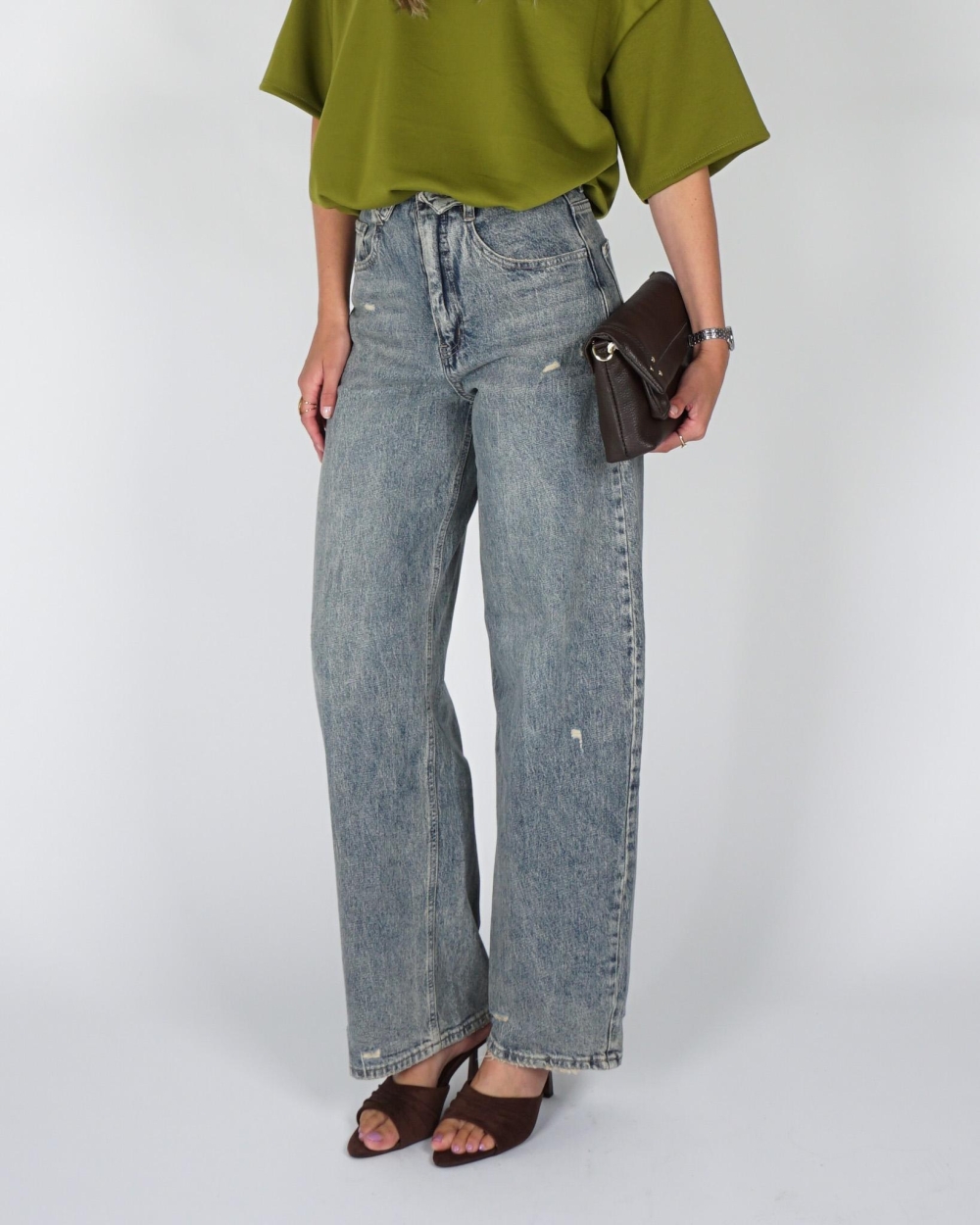 Gossip BALLOON JEANS OMGESLAGEN TAILLE Blauw