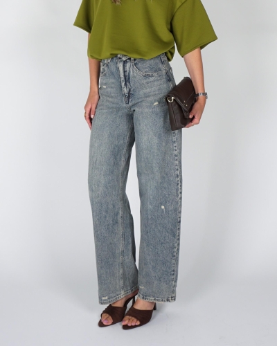 Gossip BALLOON JEANS OMGESLAGEN TAILLE Blauw