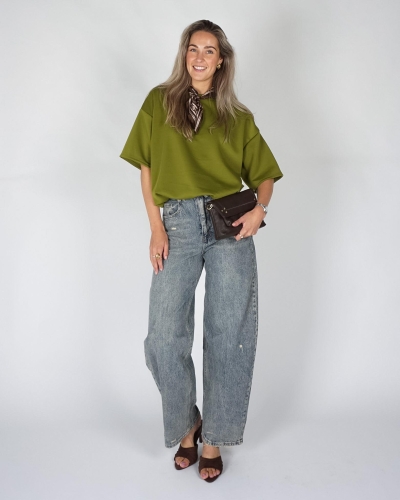 Gossip BALLOON JEANS OMGESLAGEN TAILLE Blauw