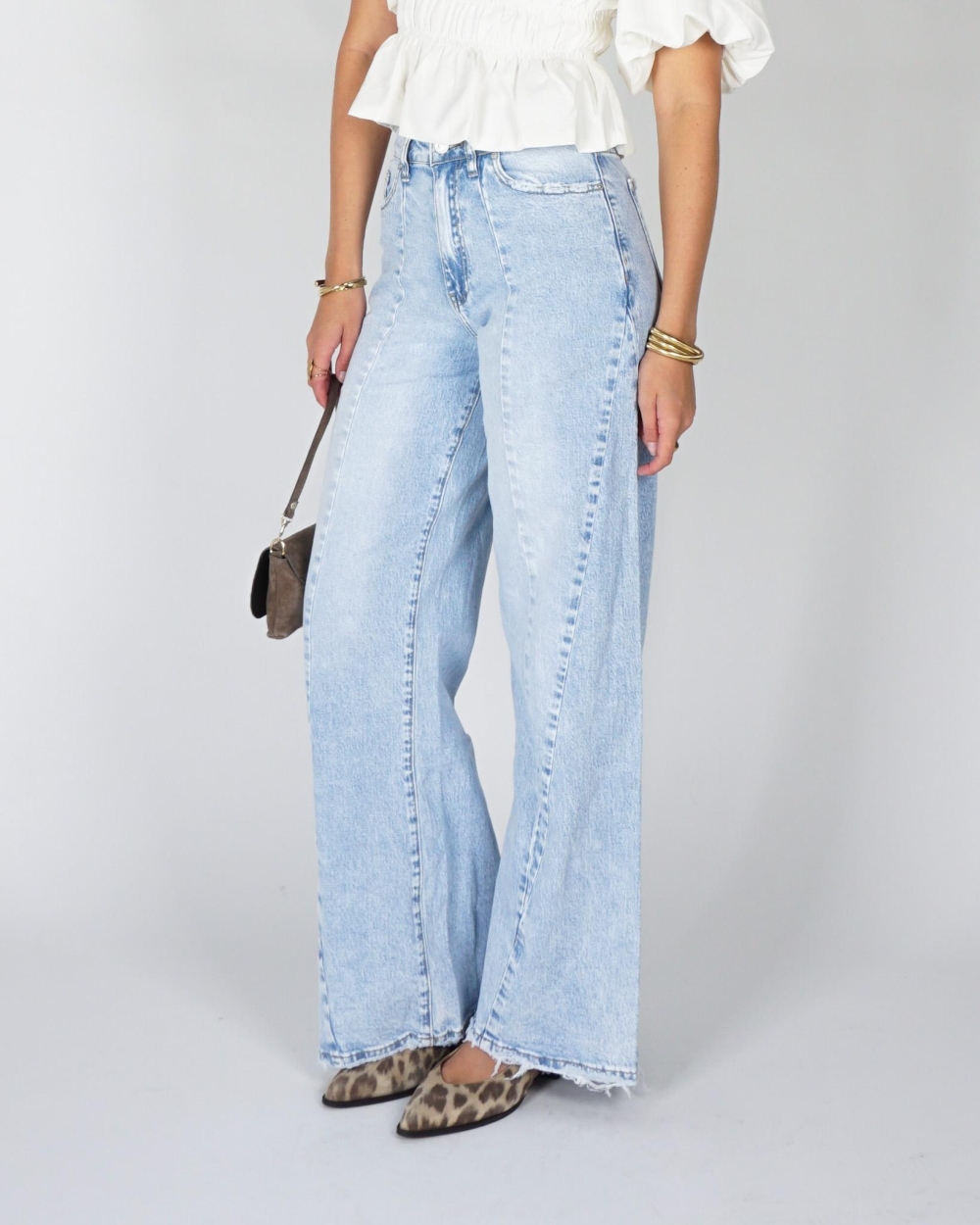 Gossip THE WIDE LEG JEANS V-DETAIL Blauw