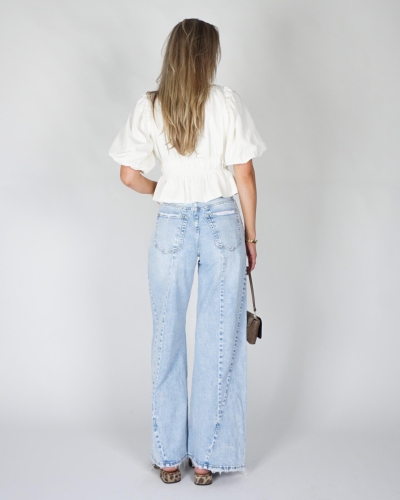 Gossip THE WIDE LEG JEANS V-DETAIL Blauw