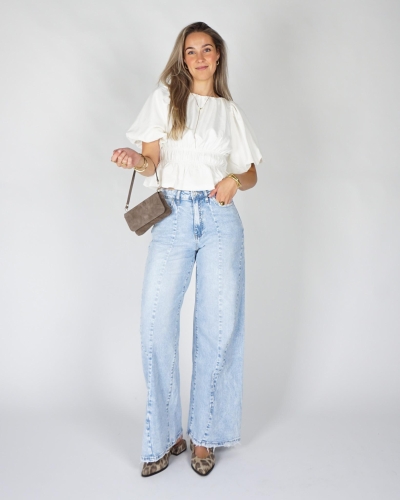 Gossip THE WIDE LEG JEANS V-DETAIL Blauw