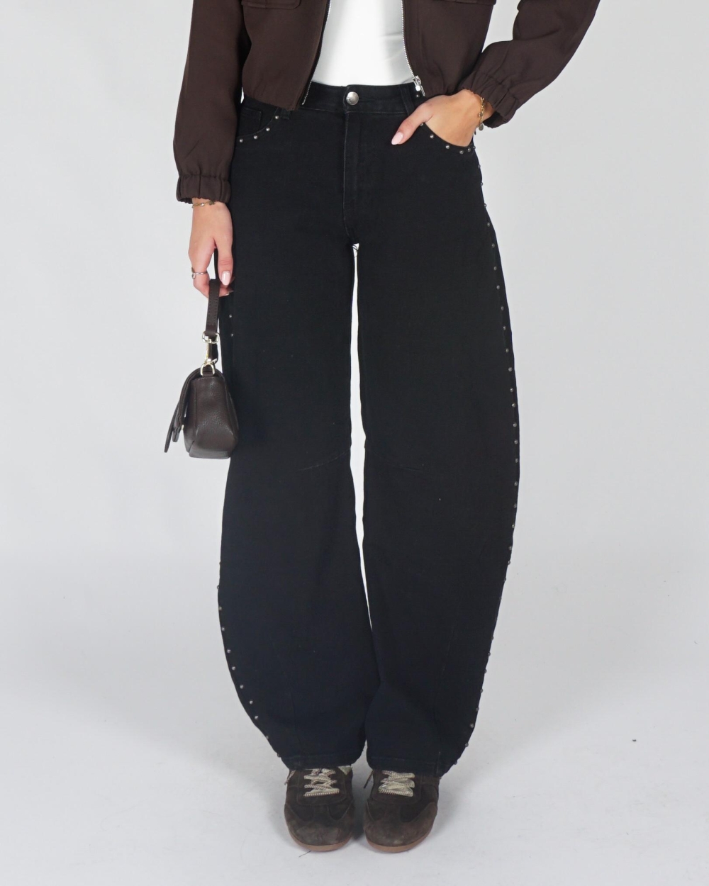 Gossip BARREL DENIM MET STUDS Zwart