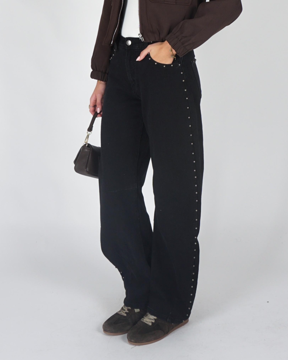 Gossip BARREL DENIM MET STUDS Zwart