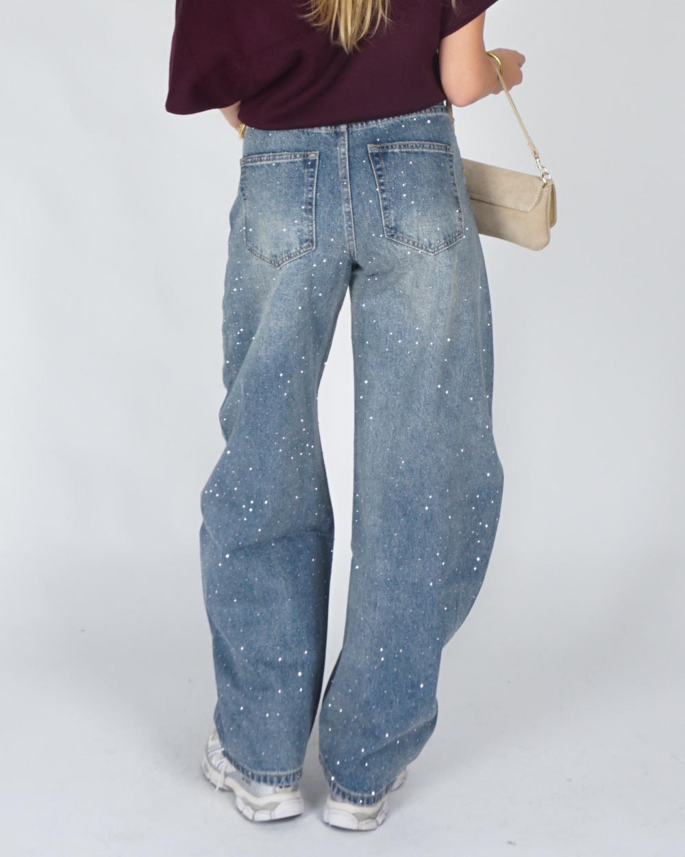Gossip BALLOON STRAS JEANS HIGH WAISTED Blauw