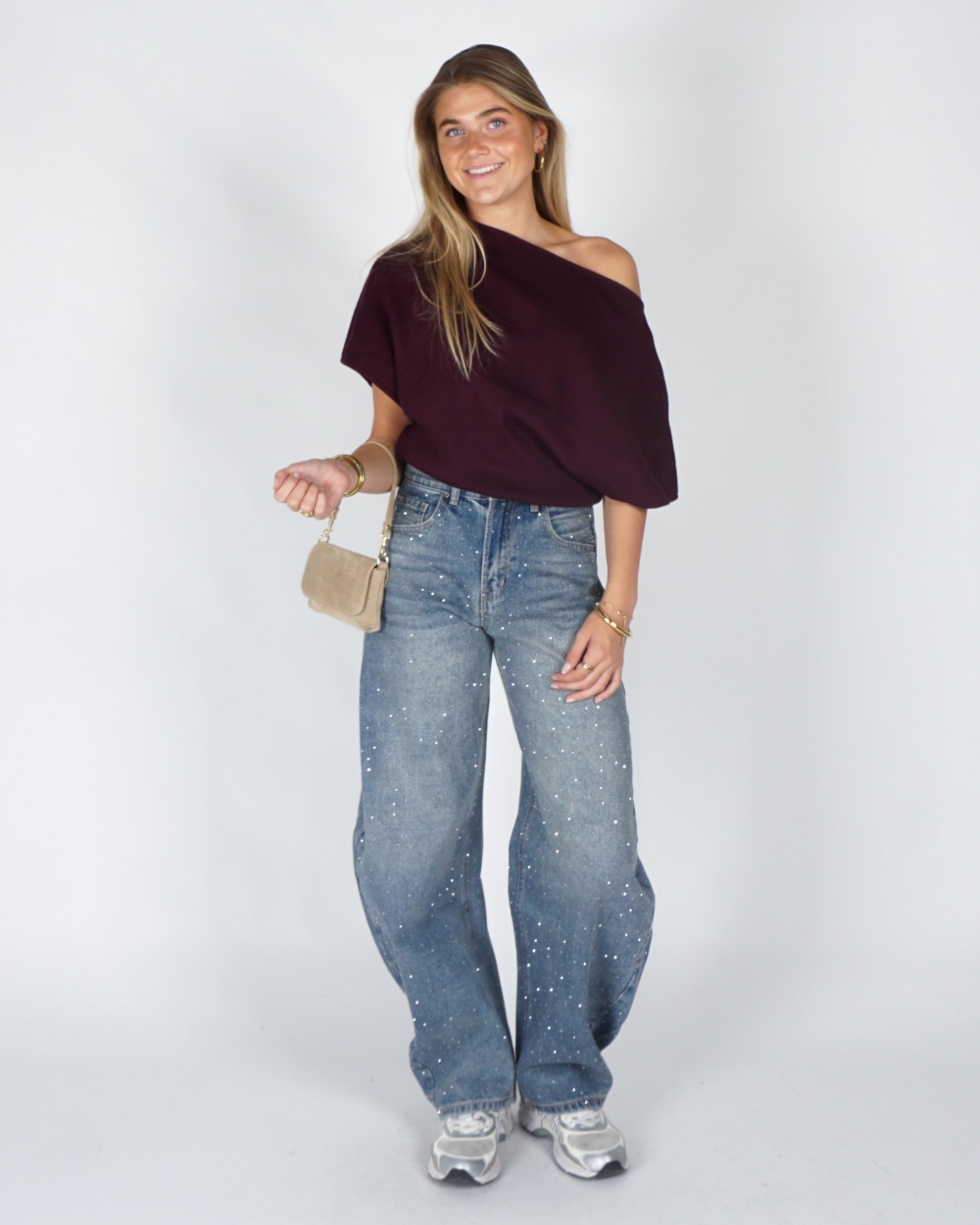 Gossip BALLOON STRAS JEANS HIGH WAISTED Blauw