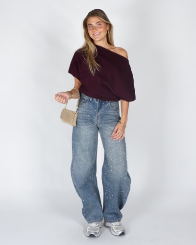 Gossip BALLOON STRAS JEANS HIGH WAISTED Blauw