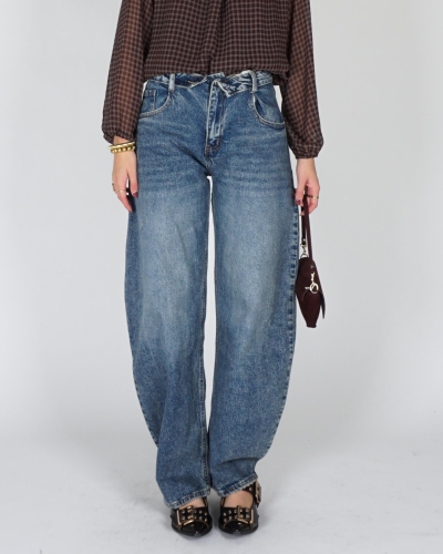 Gossip BALLOON JEANS OMGESLAGEN TAILLE Blauw