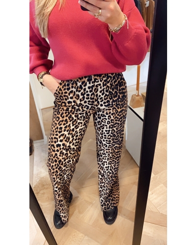WIJDVALLENDE PANTALON MET PANTERPRINT