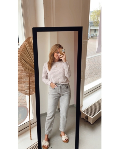 HIGH WAIST STRAIGHT LEG JEANS GRIJS