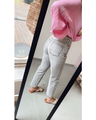 HIGH WAIST STRAIGHT LEG JEANS GRIJS