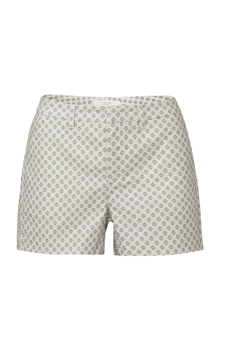 PRINTED CHINO SHORT WIT BLAUW