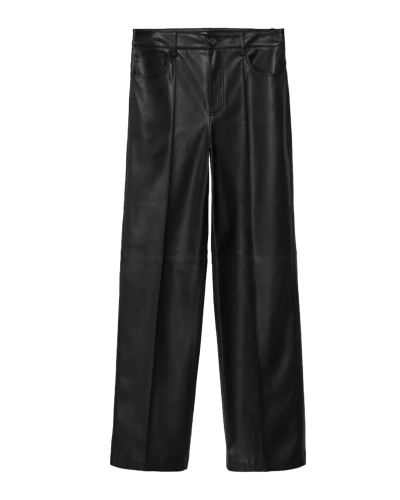 Gossip VEGAN LEATHER STRAIGHT LEG PANTS ZWART