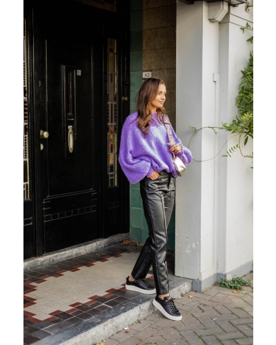 Gossip VEGAN LEATHER STRAIGHT LEG PANTS ZWART