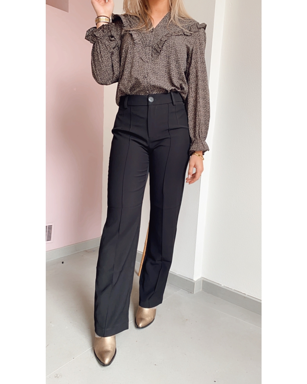 STRAIGHT LEG PANTALON ZWART