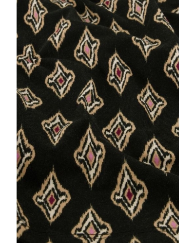 Zwarte flared broek met beige geografische print