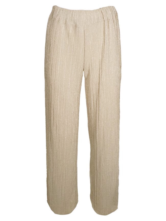 PLISSE LUREX BROEK BEIGE