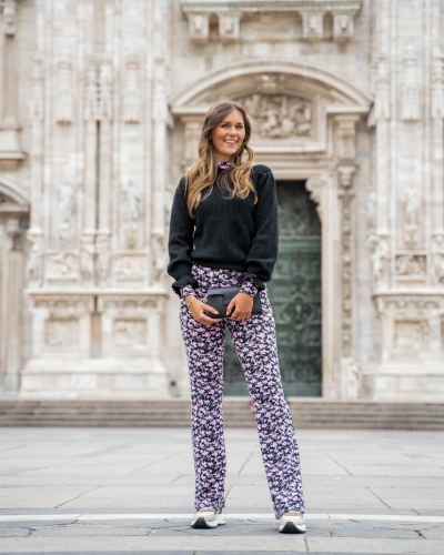 FLARED BROEK DONNA ROZE BLOEMEN