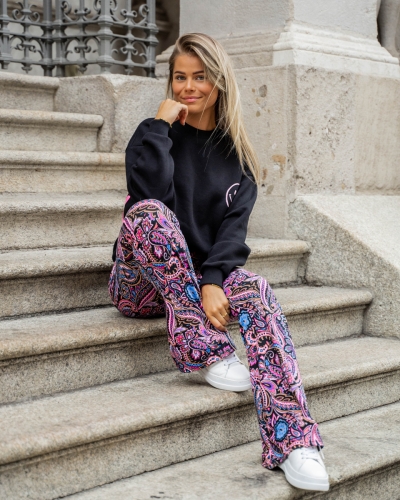 FLARED BROEK DONNA ZWART PAISLEY