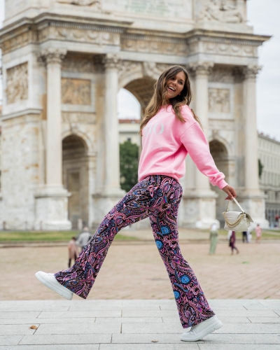 FLARED BROEK DONNA ZWART PAISLEY